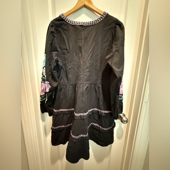 ROLLER RABBIT  Black Dress with Floral Embroidery size XL - Picture 7 of 13